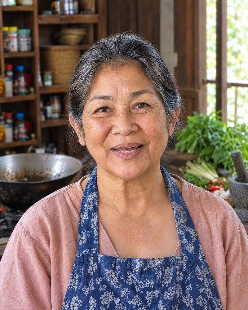 Auntie Nok in her kitchen